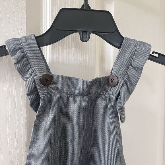 Milkbarn Denim Ruffle Overalls Girls Size 12-18 Months - Picture 8 of 13